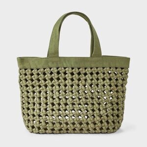 Waxed Cotton Woven Cord Tote Bag - Universal Thread Green